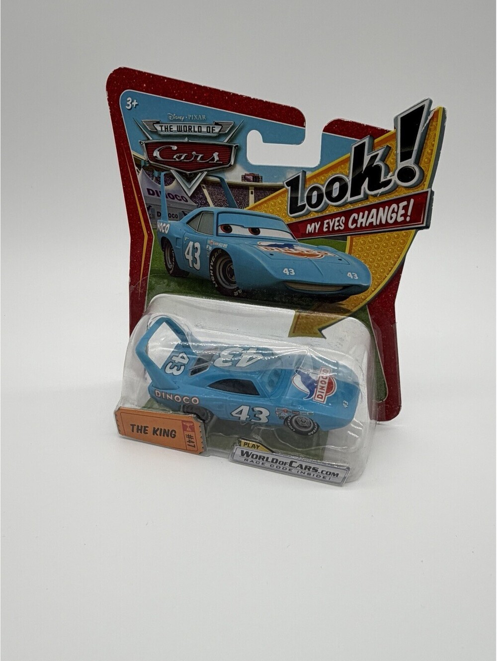 NIP Disney Pixar Cars "The King" Look My Eyes Move Dinoco Blue #47 Mattel